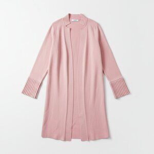 Breakout Women’s Large Pink Open Front Long Knit Cardigan Flare Sleeve Sweater